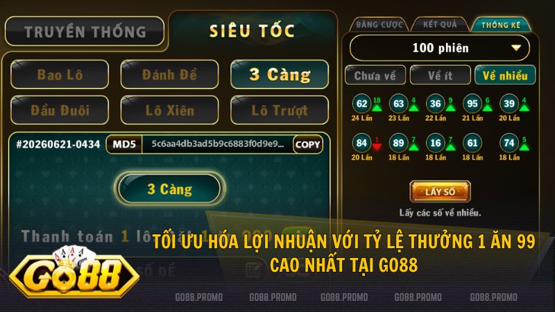 Lựa chọn các mốc thời gian từ 1 giây đến 5 phút để săn thưởng Go88